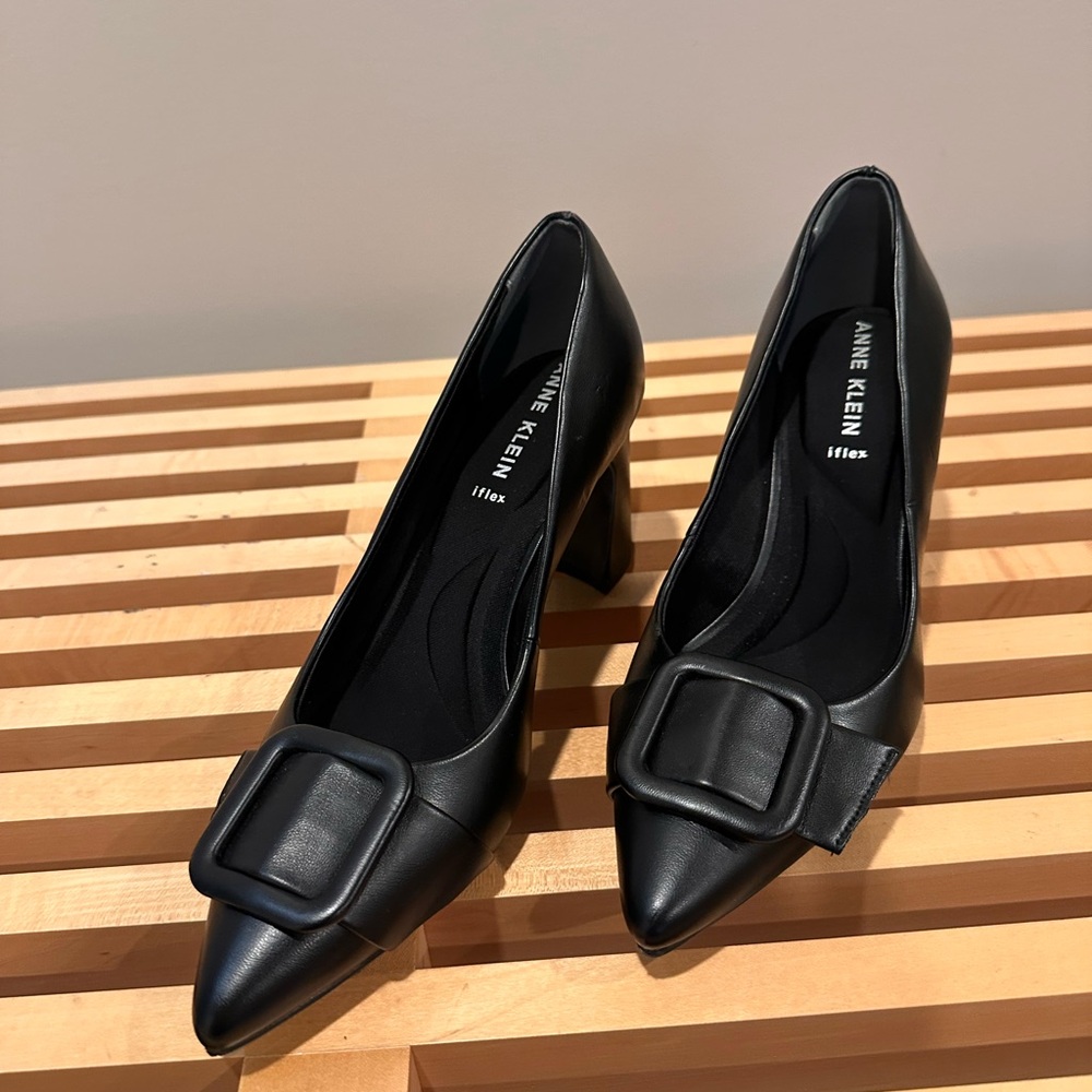 Anne Klein Black Heels with Buckle Detail